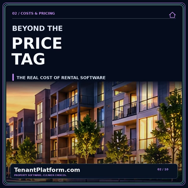 Rental management software pricing: compare the whole bill — apartment typography card