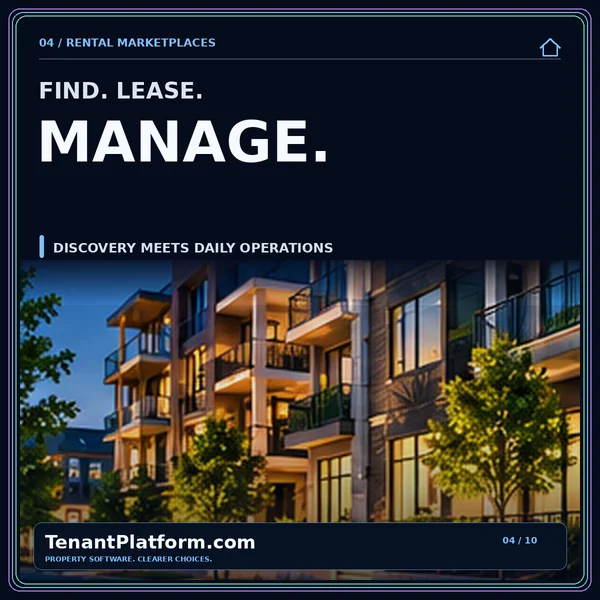 Rental marketplaces versus property management software — apartment typography card